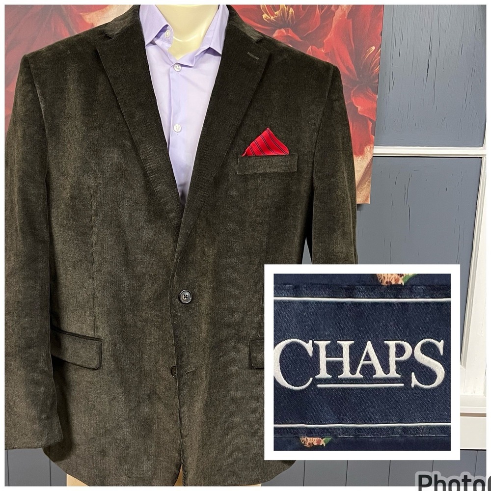 Chaps Corduroy Blazer Jacket Sport Coat Mens 50R‎ Cotton Stretch Brown